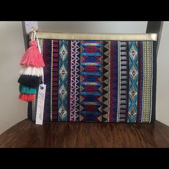 Mali + Lili Joanne Embroidered Tassel Clutch - Picture 2 of 7